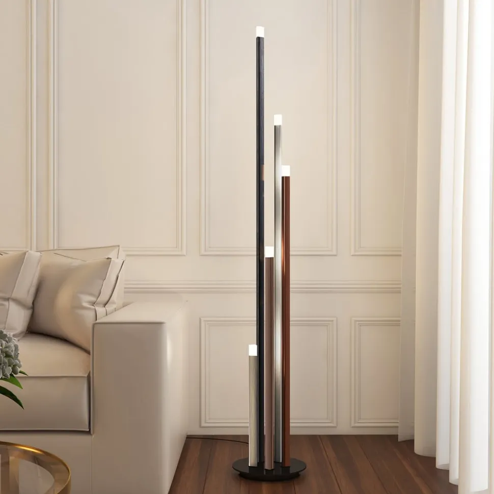 Lucande LED-gulvlampe Stoika, 150 cm, 5 lyskilder, metal