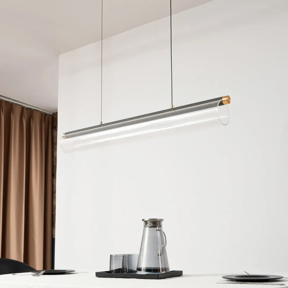 Lucande LED-hængelampe Alania, transparent, metal, 86,5 cm