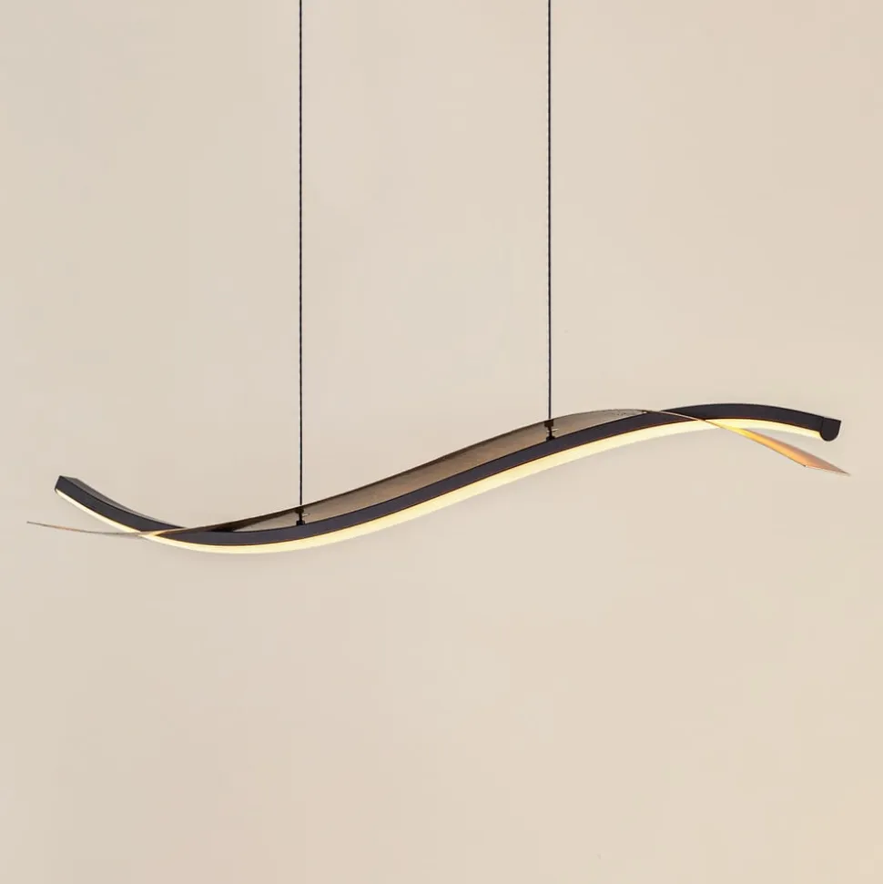 Lucande LED-hængelampe Alevia, sort/guld, CCT