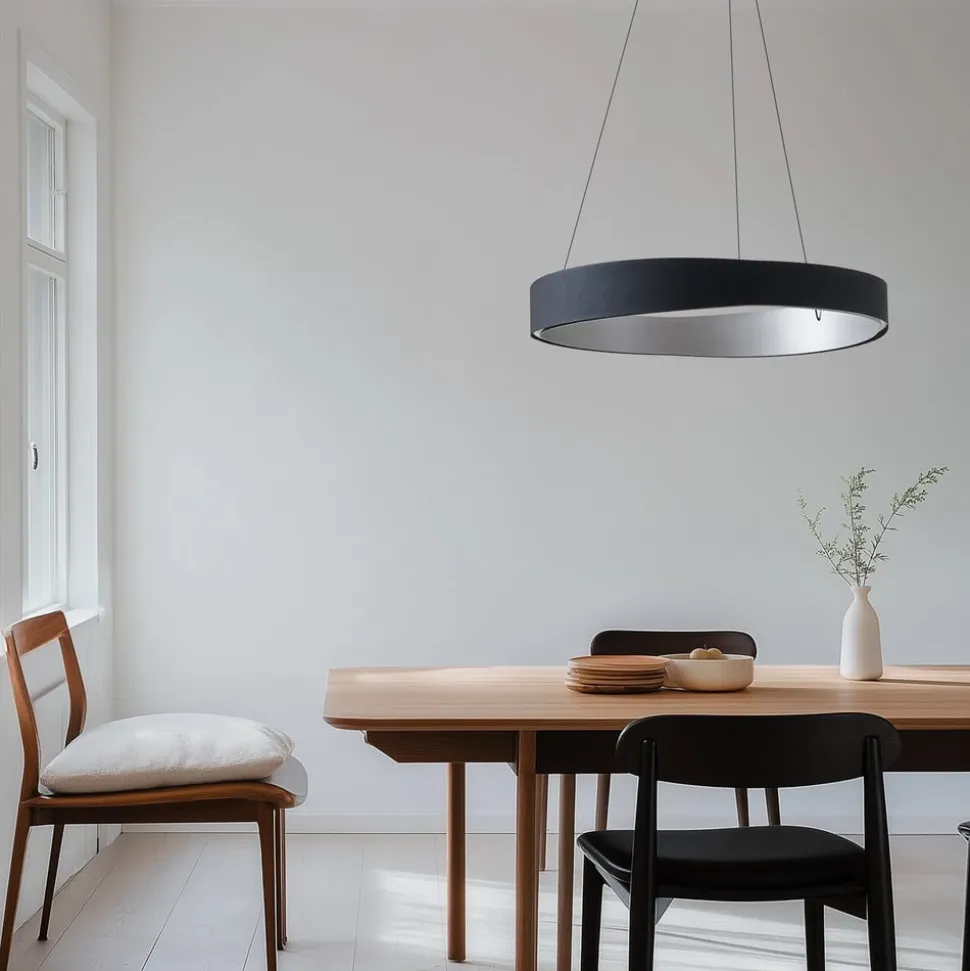 Lucande LED-hængelampe Daelor, sort/alu, CCT, dæmpbar