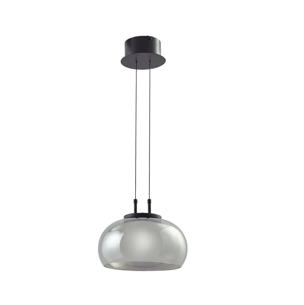 Lucande LED-hængelampe Dain, 1 lyskilde, røggrå, glas