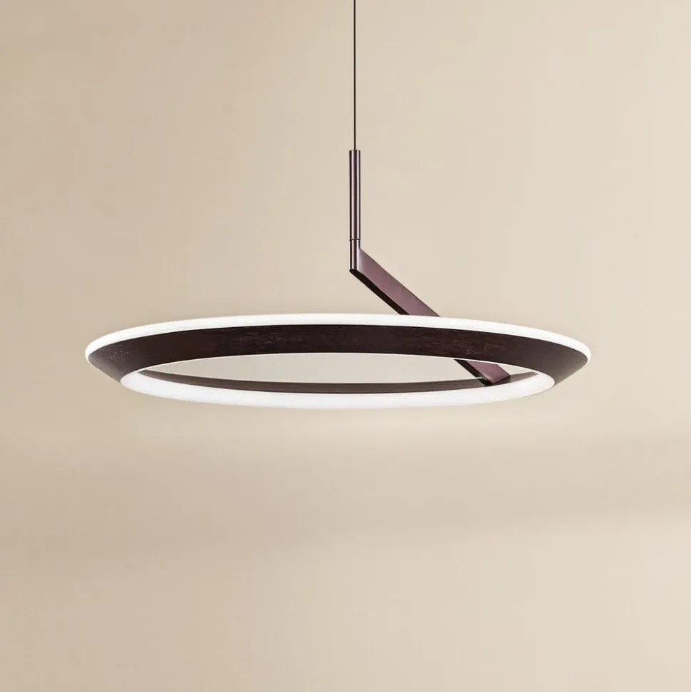 Lucande LED-hængelampe Eldra, kaffebrun, Ø 55 cm, CCT
