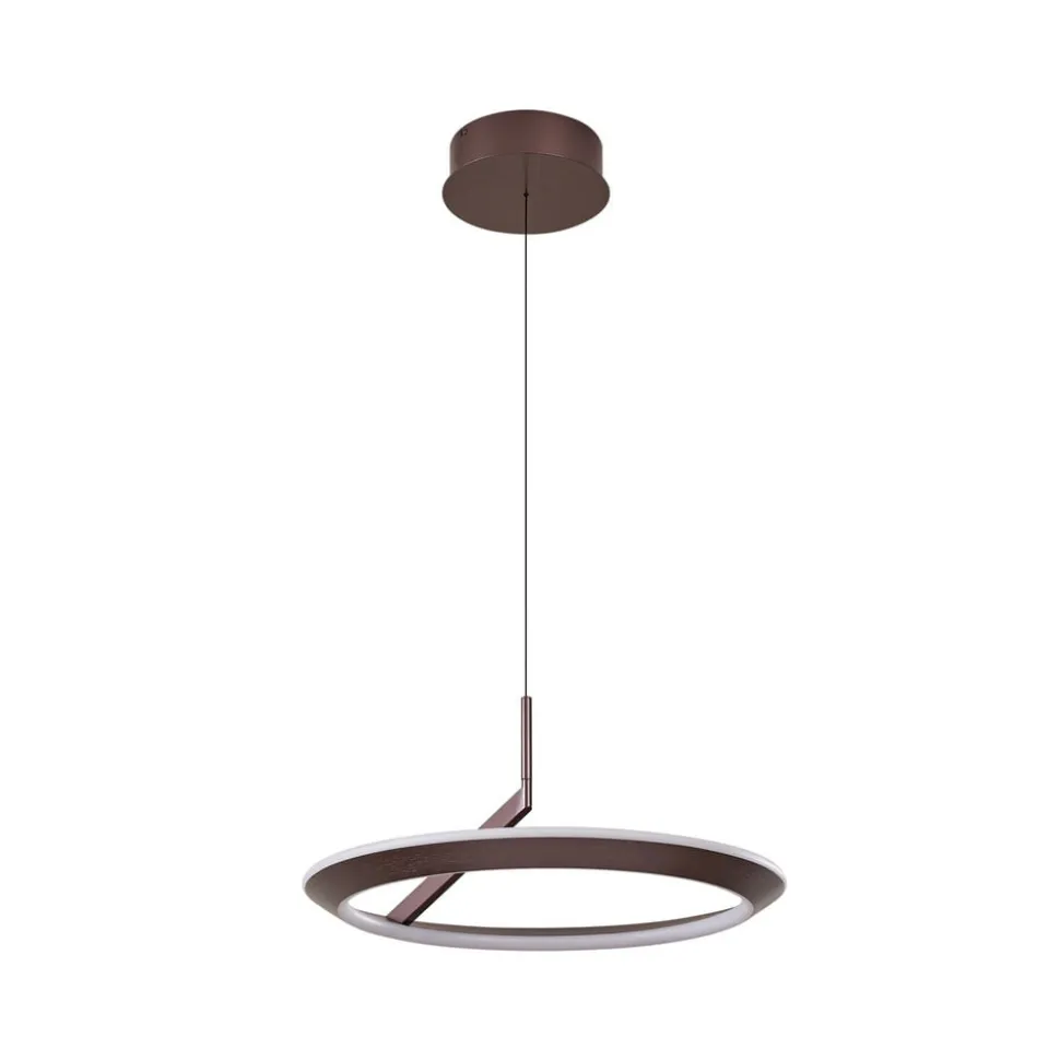 Lucande LED-hængelampe Eldra, kaffebrun, Ø 55 cm, CCT