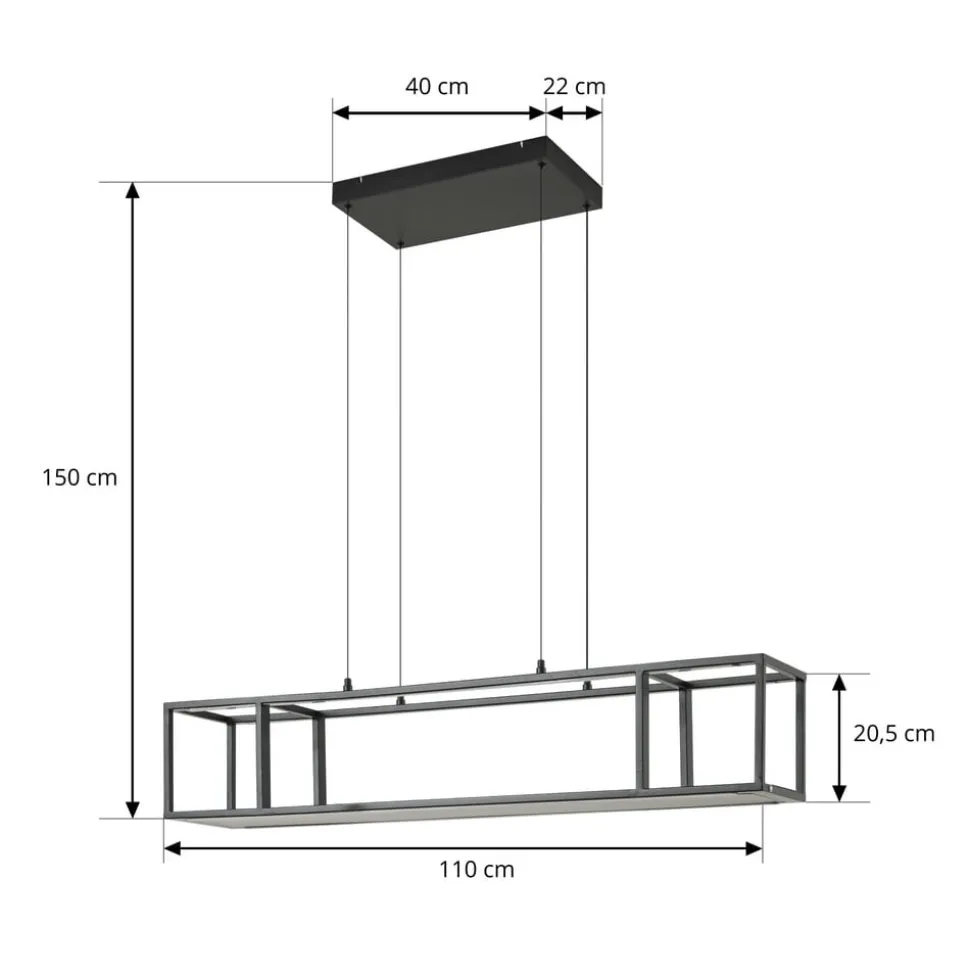 Lucande LED-hængelampe Estante, sort, dæmpbar