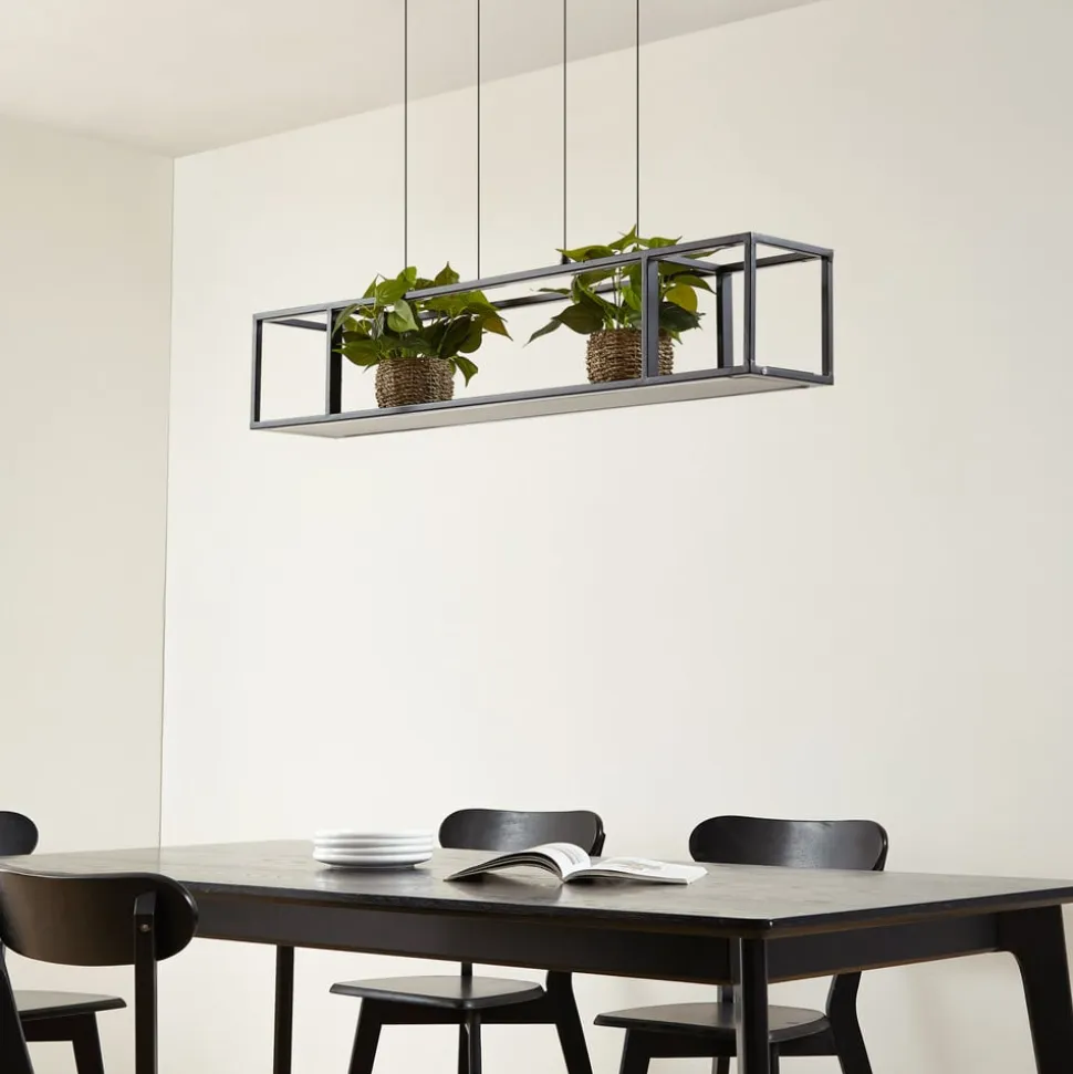 Lucande LED-hængelampe Estante, sort, dæmpbar