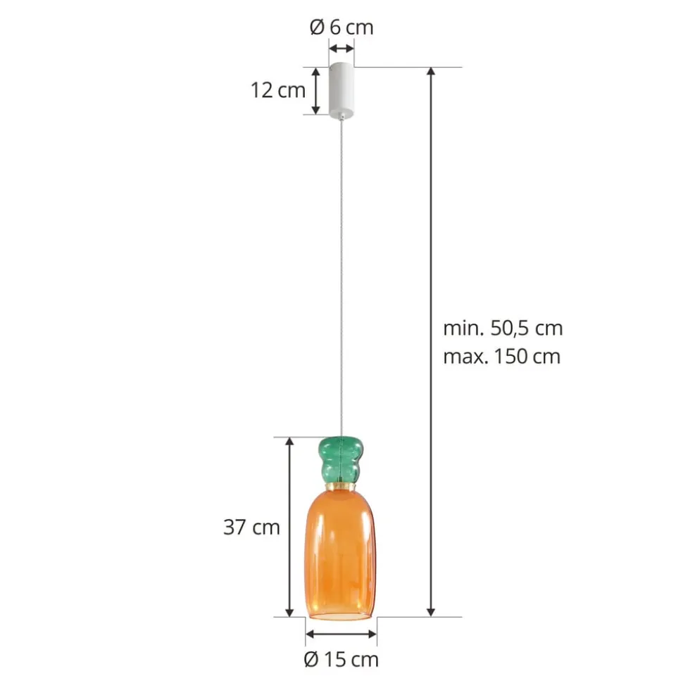Lucande LED-hængelampe Fay, orange/mørkegrøn, glas, Ø 15 cm