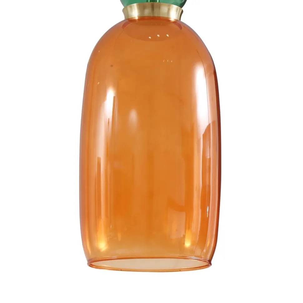 Lucande LED-hængelampe Fay, orange/mørkegrøn, glas, Ø 15 cm