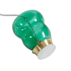 Lucande LED-hængelampe Fay, orange/mørkegrøn, glas, Ø 15 cm