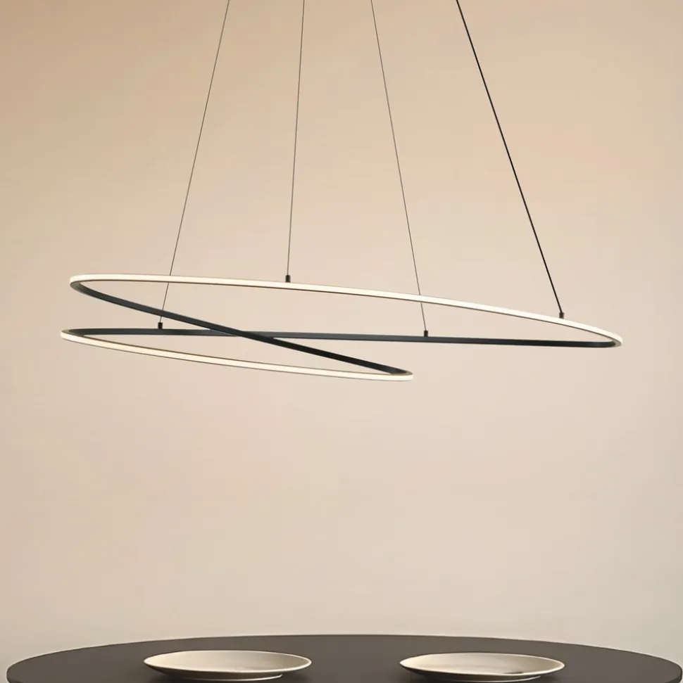 Lucande LED-hængelampe Gavril, 100 cm, sort, dæmpbar