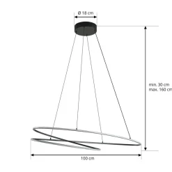 Lucande LED-hængelampe Gavril, 100 cm, sort, dæmpbar