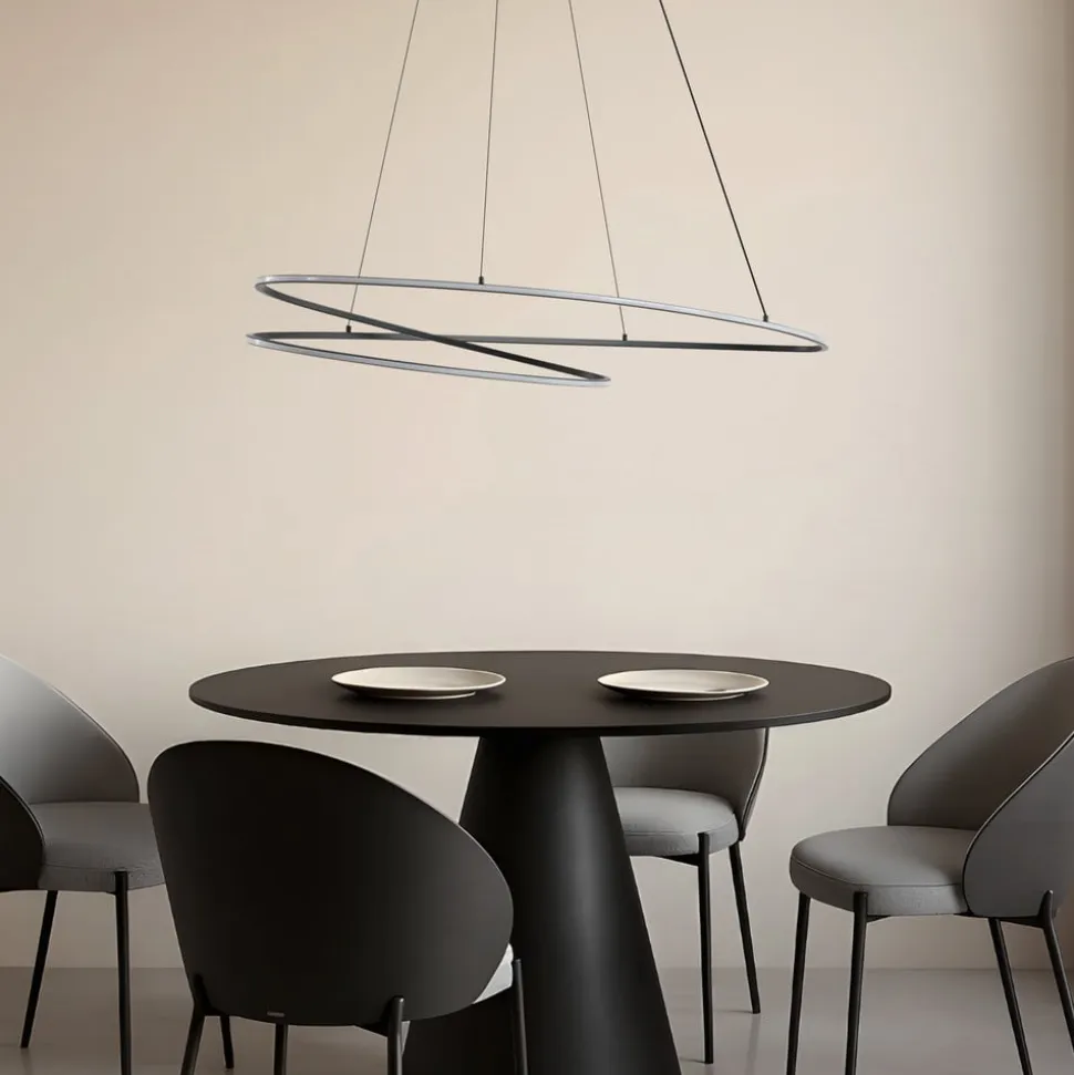 Lucande LED-hængelampe Gavril, 100 cm, sort, dæmpbar
