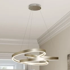 Lucande LED-hængelampe Gunbritt, Ø 80 cm, sølv, dæmpbar