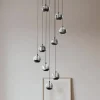 Lucande LED-hængelampe Hayley, sort, 9 lyskilder, glas