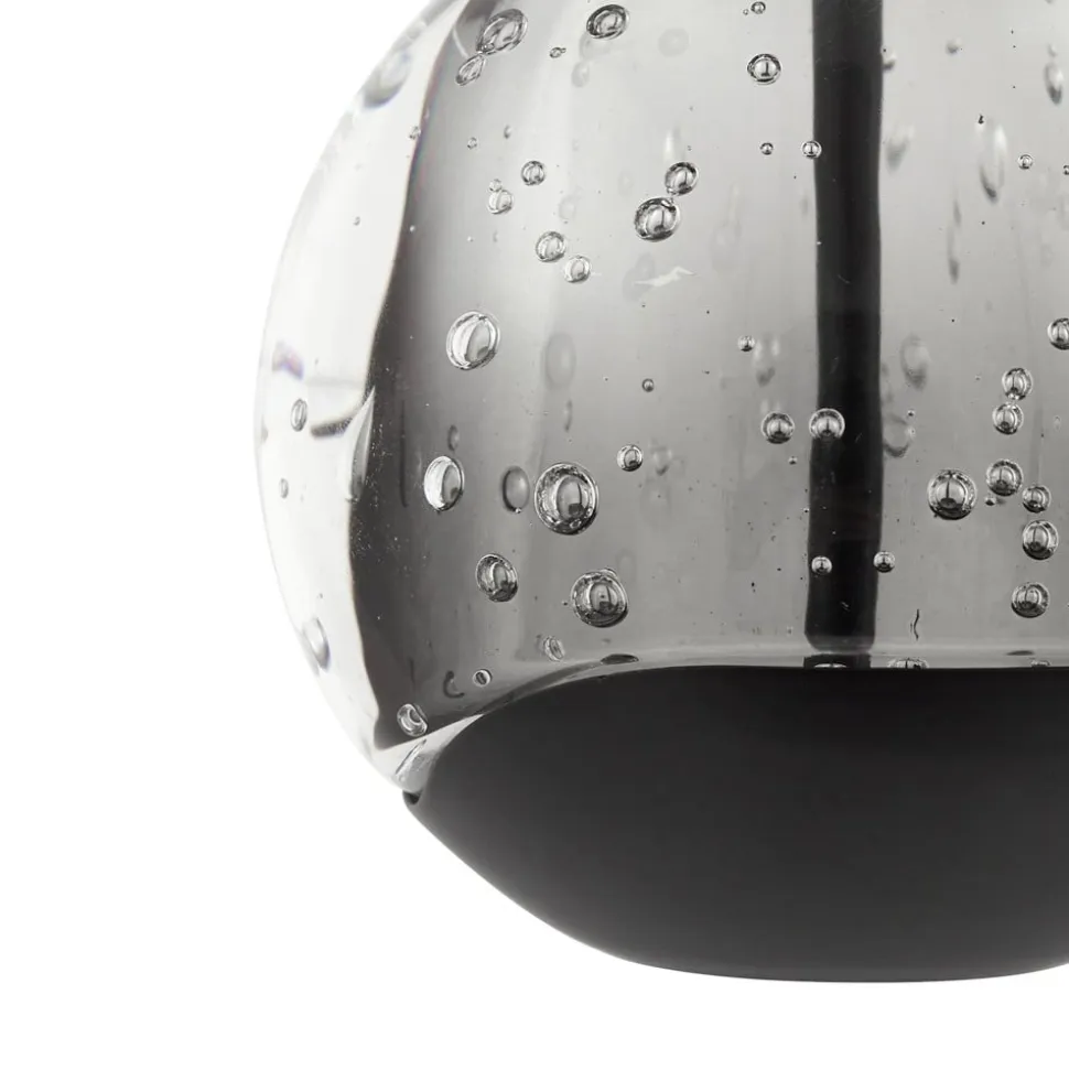 Lucande LED-hængelampe Hayley, sort, 9 lyskilder, glas