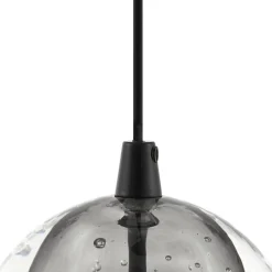 Lucande LED-hængelampe Hayley, sort, 9 lyskilder, glas