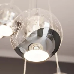 Lucande LED-hængelampe Hayley, Ø 40 cm, 9 lyskilder, krom, glas