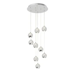 Lucande LED-hængelampe Hayley, Ø 40 cm, 9 lyskilder, krom, glas