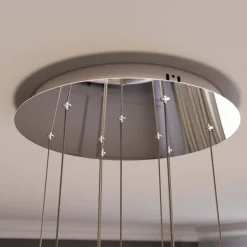 Lucande LED-hængelampe Hayley, Ø 40 cm, 9 lyskilder, krom, glas