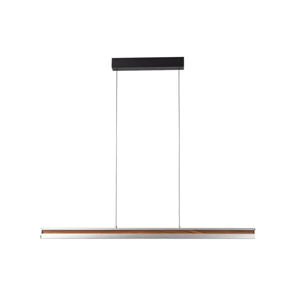 Lucande LED-hængelampe Lutana, rosaguld/træfarvet, 101 cm