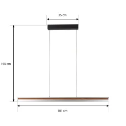 Lucande LED-hængelampe Lutana, rosaguld/træfarvet, 101 cm