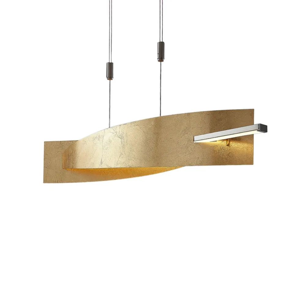 Lucande LED-hængelampe Marija, 101 cm, guldfarvet, dæmpbar