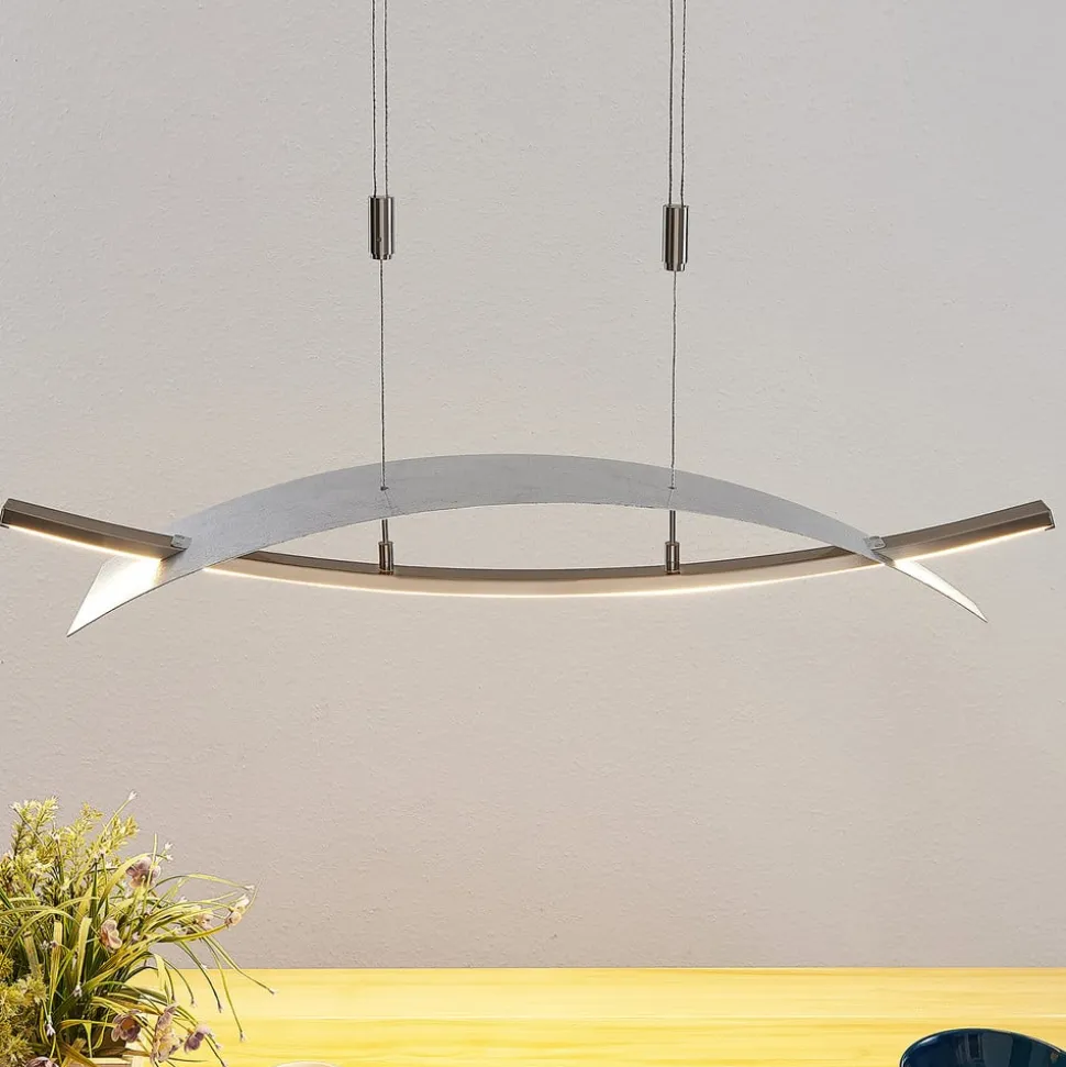 Lucande LED-hængelampe Marija, 91 cm, sølv, dæmpbar