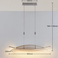 Lucande LED-hængelampe Marija, 91 cm, sølv, dæmpbar