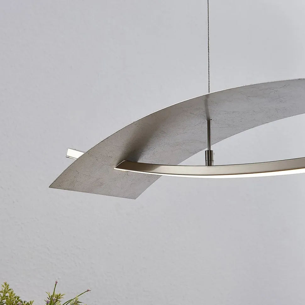 Lucande LED-hængelampe Marija, 91 cm, sølv, dæmpbar