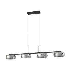 Lucande LED-hængelampe Martis, sort, 4 lyskilder, dæmpbar