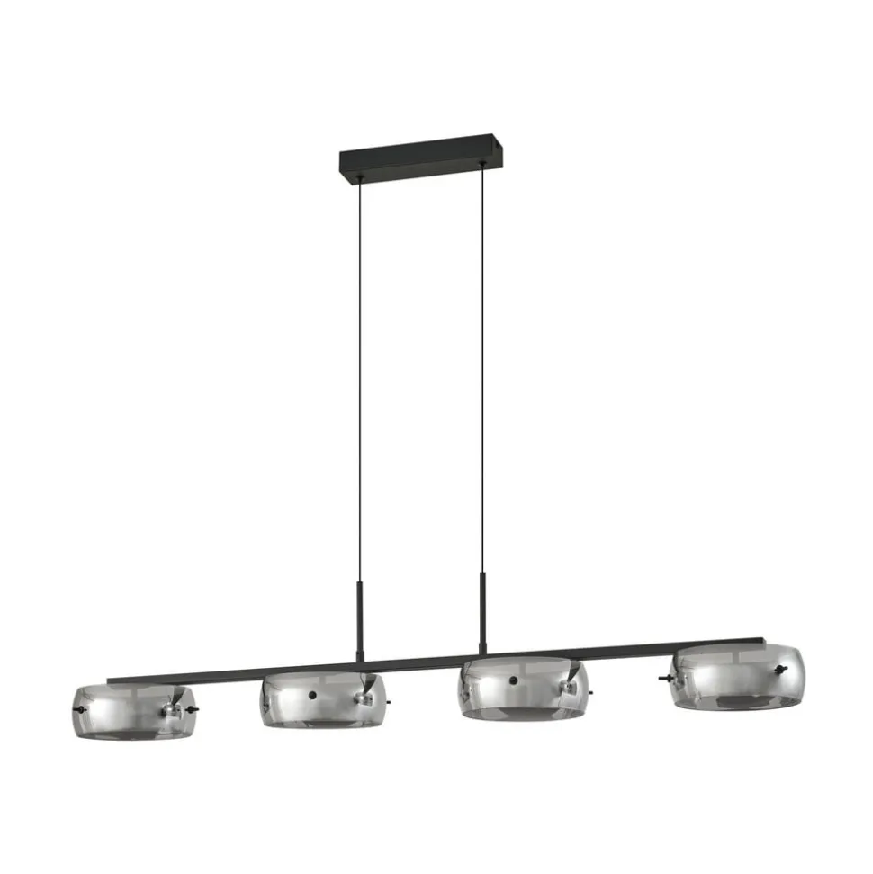 Lucande LED-hængelampe Martis, sort, 4 lyskilder, dæmpbar