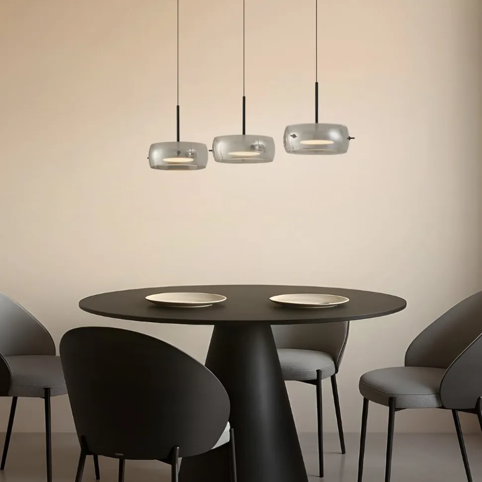 Lucande LED-hængelampe Martis, sort, 3 lyskilder, step-dæmpbar