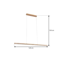 Lucande LED-hængelampe Maruta, træ, bjælke, 120 cm, 3000K
