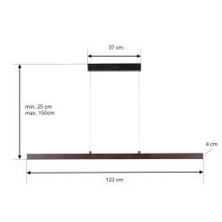 Lucande LED-hængelampe Nihalo, valnød, 122 cm, dæmpbar, CCT