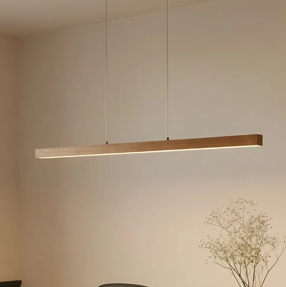 Lucande LED-hængelampe Nihalo, træ, 122 cm, dæmpbar, CCT