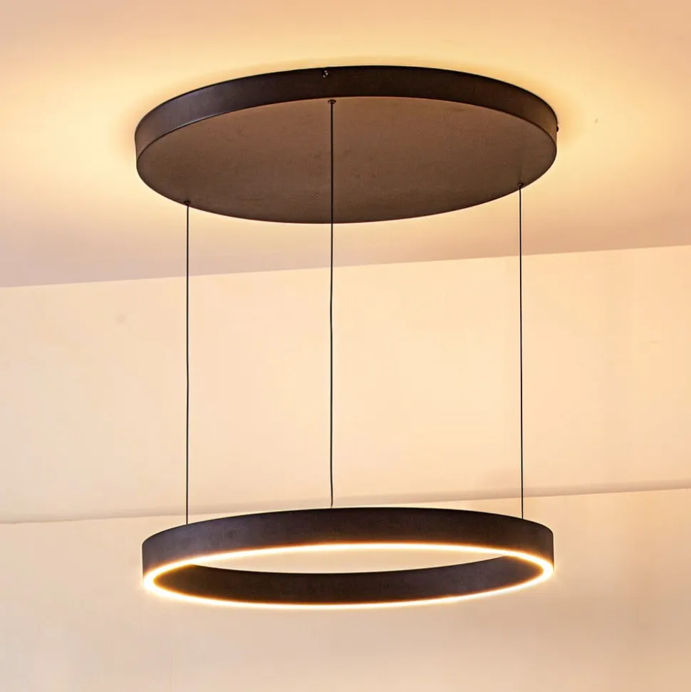 Lucande LED-hængelampe Philine, Ø 60 cm, sort, jern