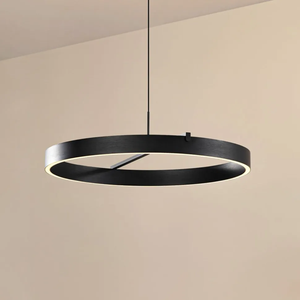 Lucande LED-hængelampe Rovan, Ø 60 cm, sort, CCT, dæmpbar