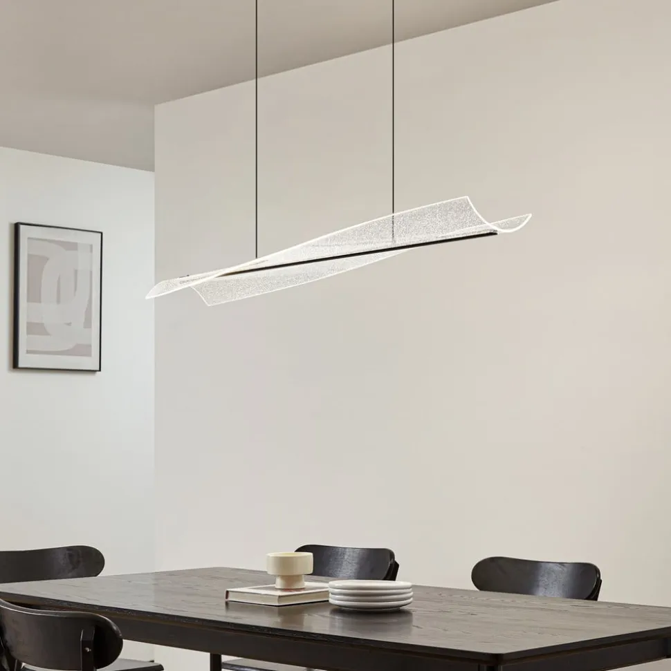 Lucande LED-hængelampe Vellia, sort, længde 112 cm, CCT