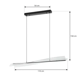 Lucande LED-hængelampe Vellia, sort, længde 112 cm, CCT