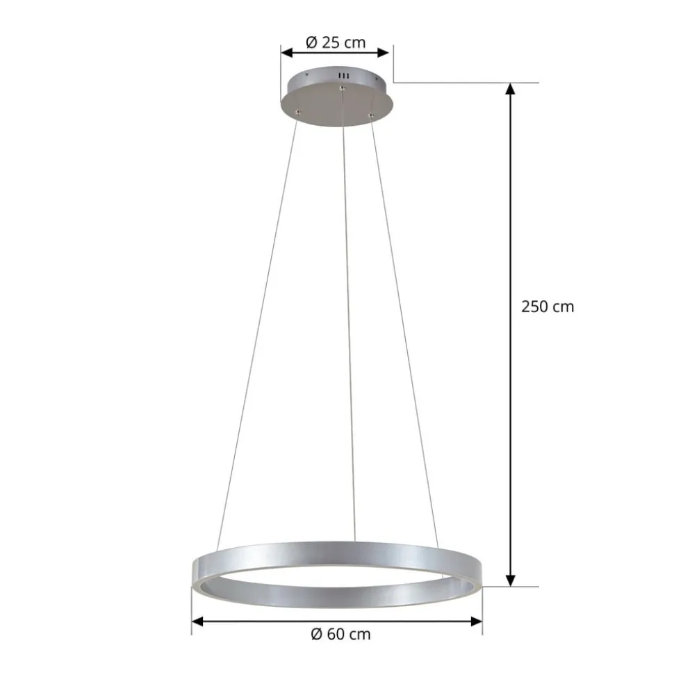 Lucande LED-hængelampe Yonam, Ø 60 cm, 1 lyskilde, aluminium, CCT