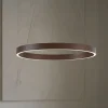Lucande LED-hængelampe Yonam, Ø 60 cm, 1 lyskilde, brun, CCT