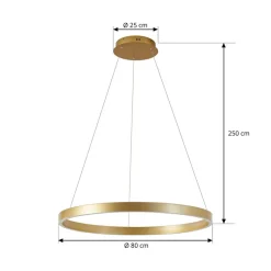 Lucande LED-hængelampe Yonam, Ø 80 cm, 1 lyskilde, guld, CCT