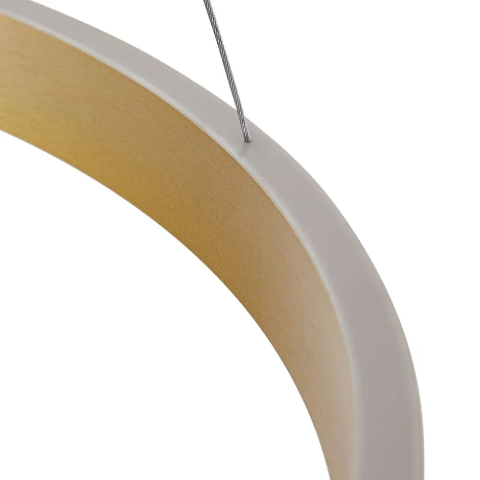 Lucande LED-hængelampe Yonam, Ø 80 cm, 1 lyskilde, guld, CCT