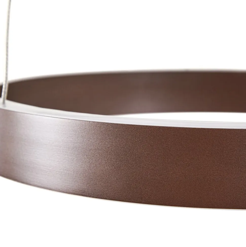 Lucande LED-hængelampe Yonam, Ø 60 cm, 2 lyskilder, brun, CCT