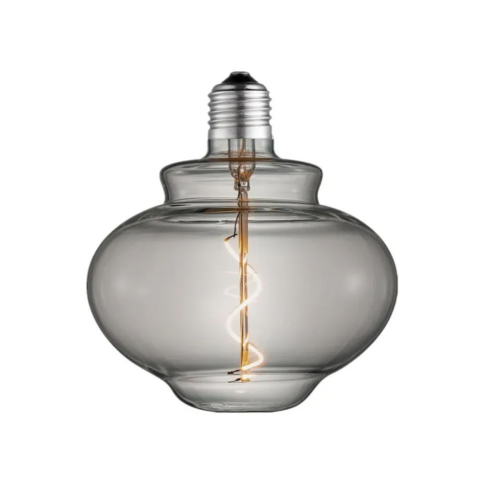 Lucande LED-klokkelampe, E27 4W, Ø 16 cm, 1800K, røgfarvet