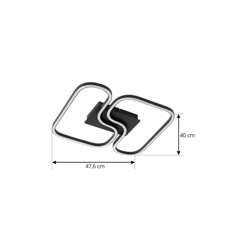 Lucande LED-loftlampe Amiya, 47,6 cm, sort, aluminium