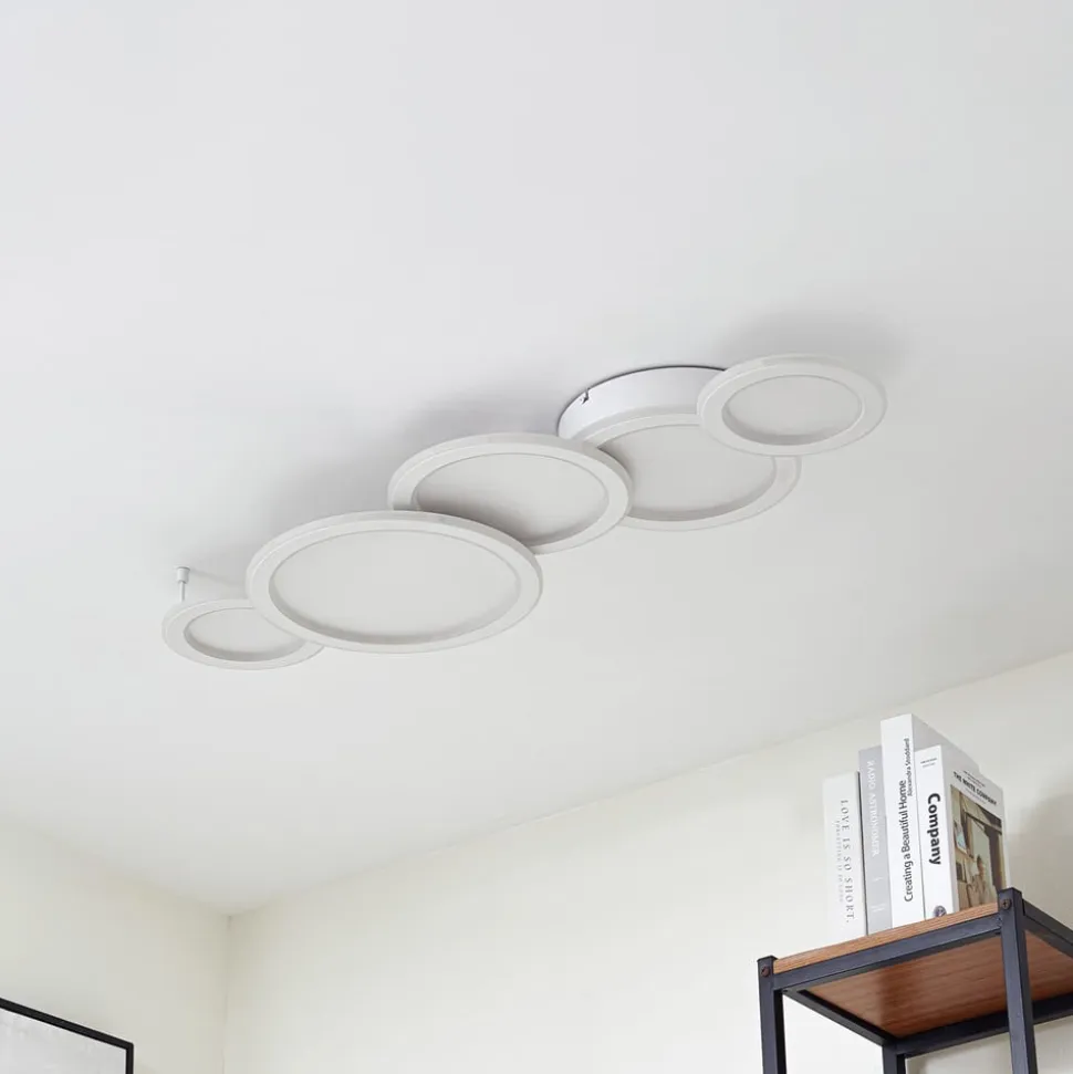 Lucande LED-loftlampe Diala, hvid, metal, 96 cm