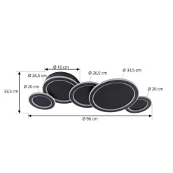 Lucande LED-loftlampe Diala, sort, metal, 96 cm