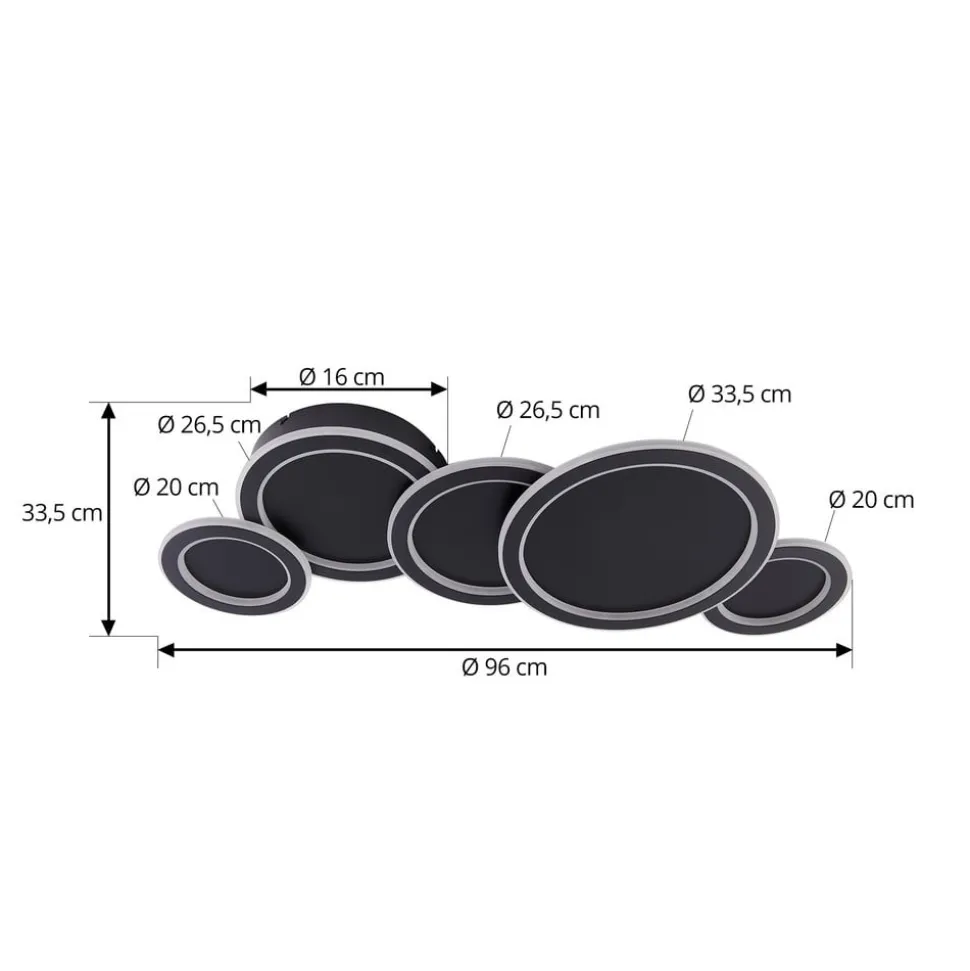 Lucande LED-loftlampe Diala, sort, metal, 96 cm
