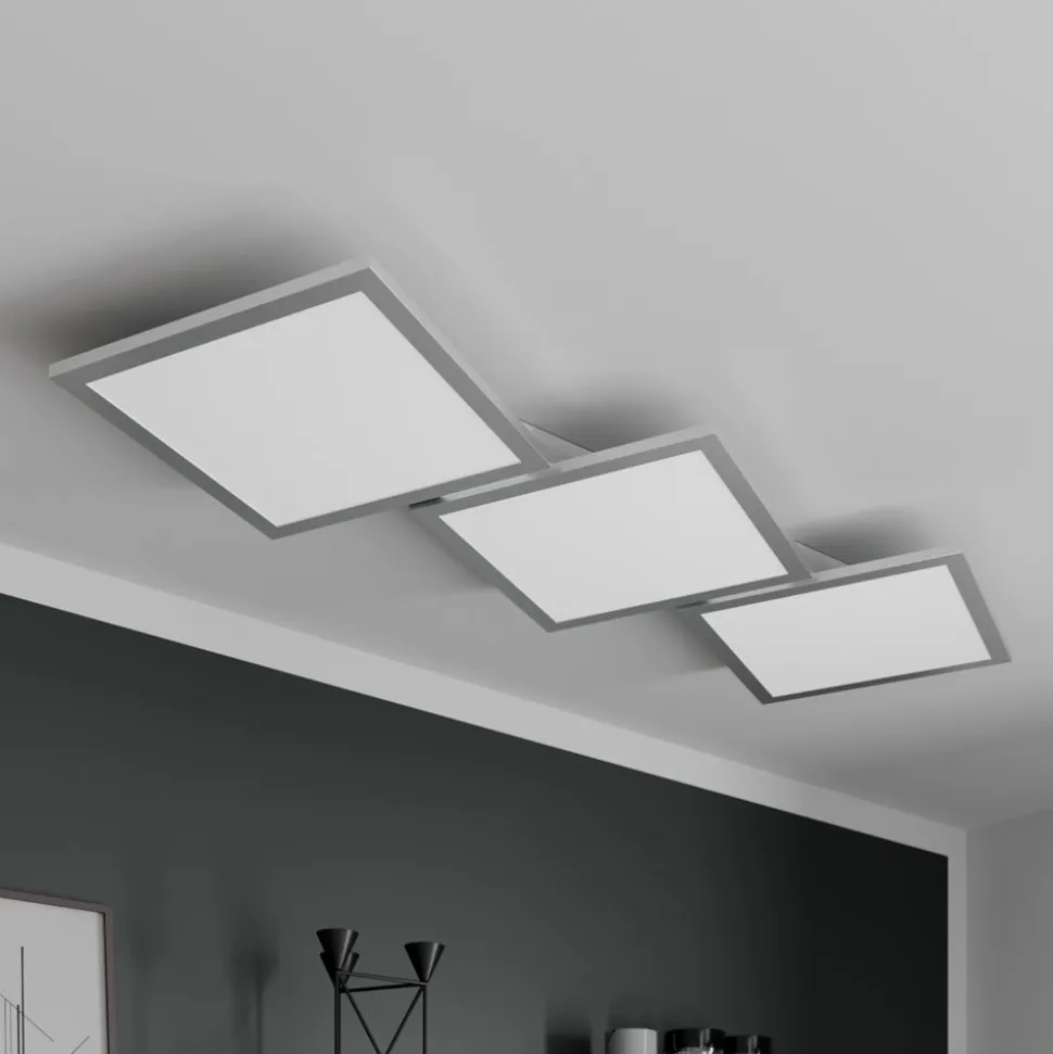 Lucande LED-loftlampe Ilira, 3 lyskilder, sølv, CCT, dæmpbar