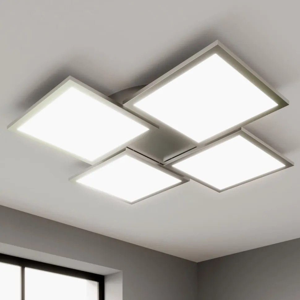 Lucande LED-loftlampe Ilira, 4 lyskilder, sølv, CCT, dæmpbar